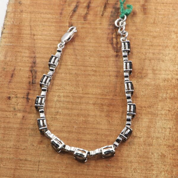 Natural Smoky Quartz 925 Sterling Silver Tennis Bracelet - Image 2