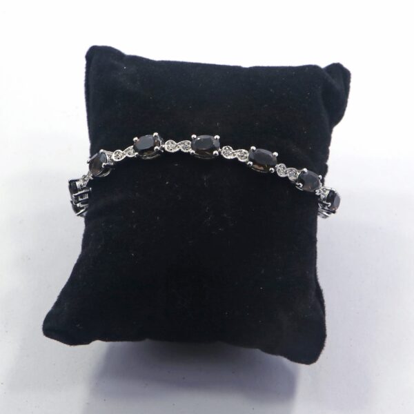 Natural Smoky Quartz 925 Sterling Silver Tennis Bracelet - Image 3