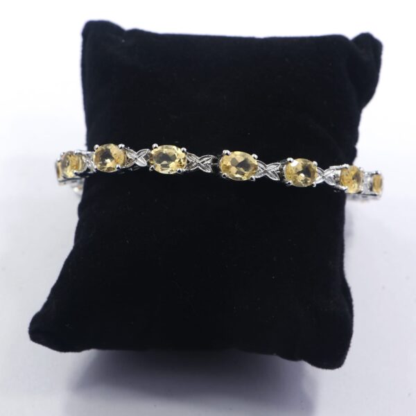 Natural Citrine Gemstone 925 Sterling Silver Tennis Bracelet - Image 3