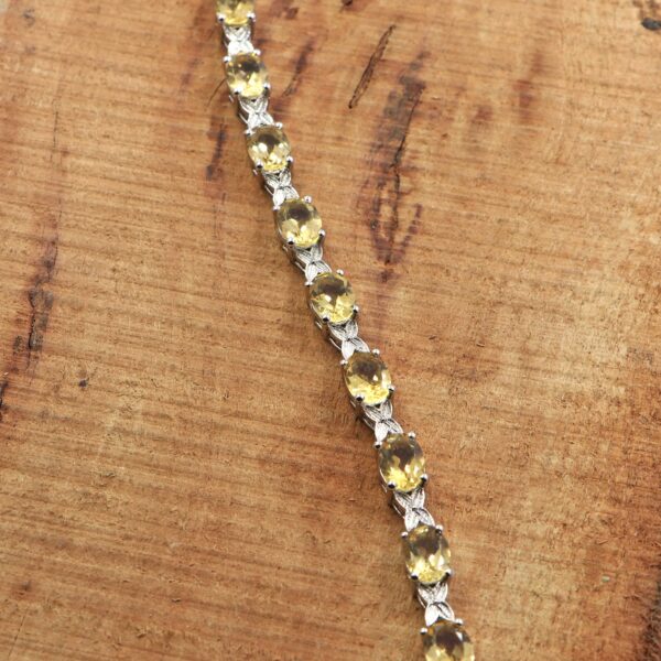 Natural Citrine Gemstone 925 Sterling Silver Tennis Bracelet - Image 4
