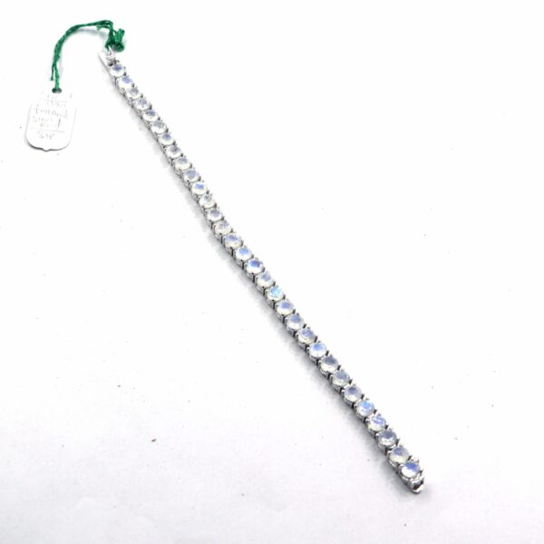 Natural Rainbow Moonstone 925 Sterling Silver Tennis Bracelet