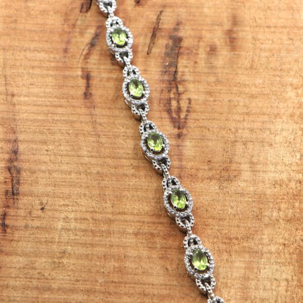 Natural Peridot 925 Sterling Silver Tennis Bracelet - Silver Jewels World - Image 2