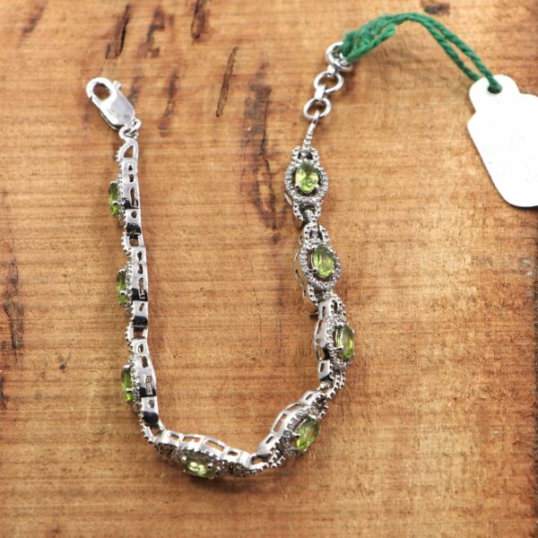 Natural Peridot 925 Sterling Silver Tennis Bracelet - Silver Jewels World - Image 3