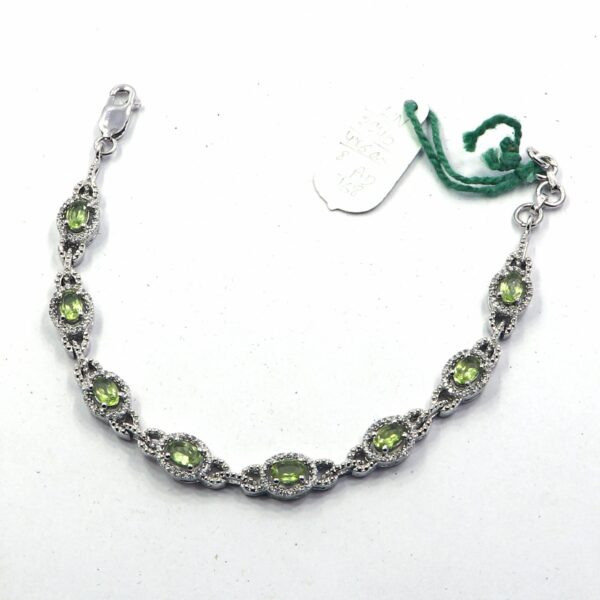 Natural Peridot 925 Sterling Silver Tennis Bracelet - Silver Jewels World