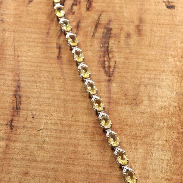 Natural Citrine 925 Sterling Silver Tennis Bracelet - November Birthstone - Image 2