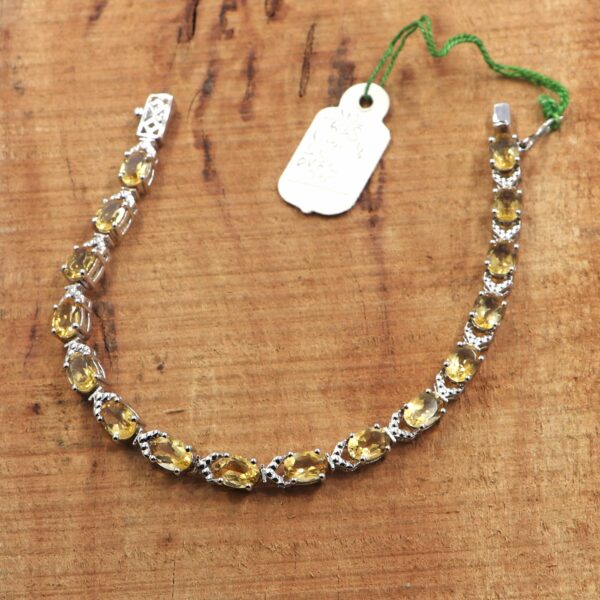 Natural Citrine 925 Sterling Silver Tennis Bracelet - November Birthstone - Image 3