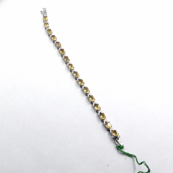 Natural Citrine 925 Sterling Silver Tennis Bracelet - November Birthstone