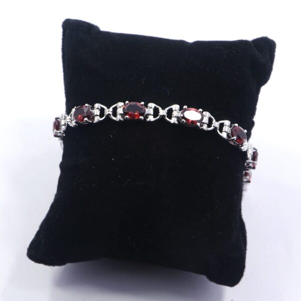 Natural Garnet 925 Sterling Silver Tennis Bracelet - Image 2