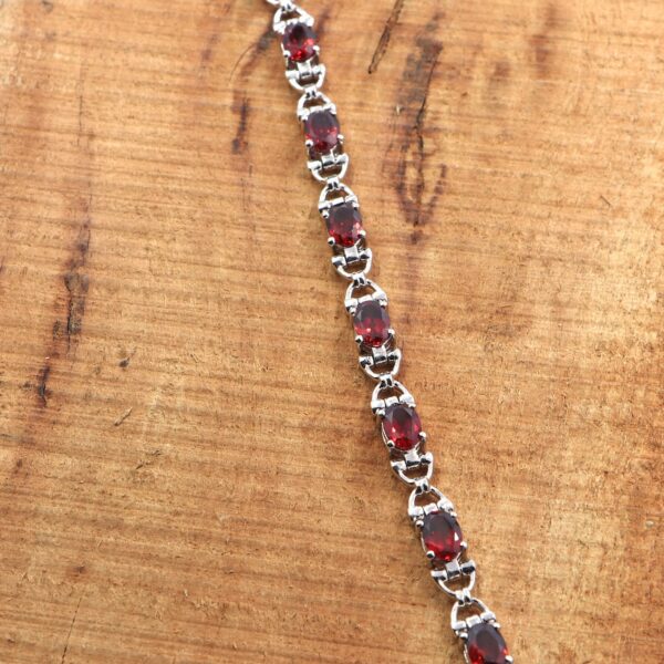 Natural Garnet 925 Sterling Silver Tennis Bracelet - Image 3