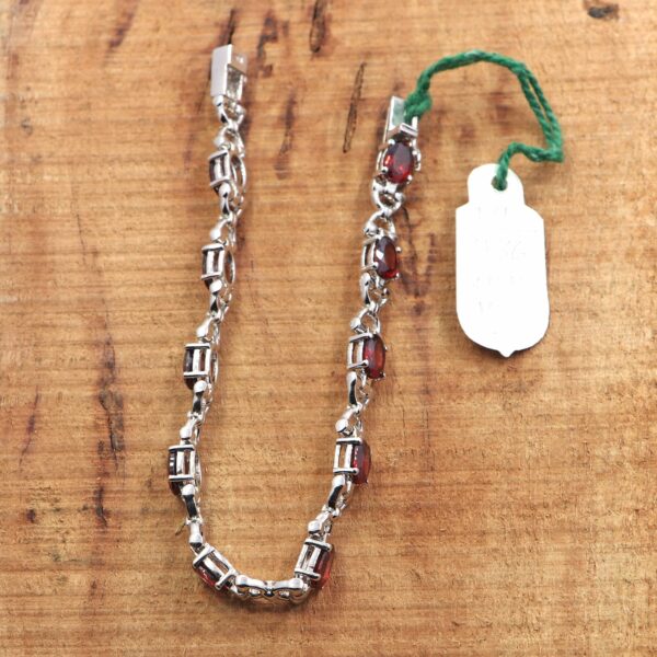 Natural Garnet 925 Sterling Silver Tennis Bracelet - Image 4
