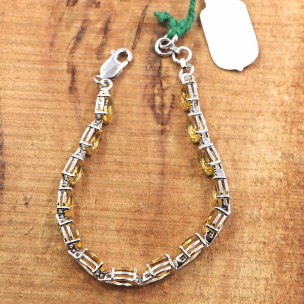Natural Citrine 925 Sterling Silver Tennis Bracelet - Image 3