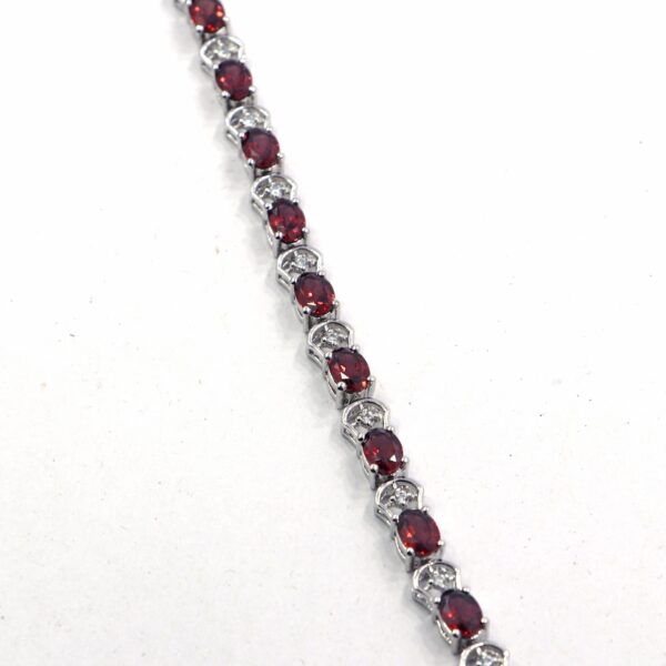 Garnet 925 Sterling Silver Tennis Bracelet - Image 2