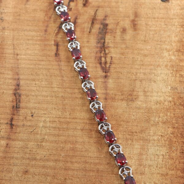 Garnet 925 Sterling Silver Tennis Bracelet - Image 4