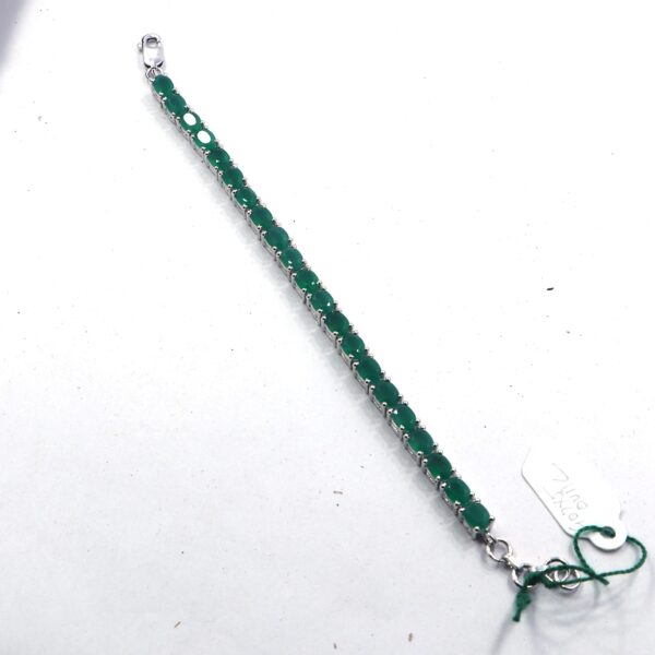 Natural Green Onyx 925 Sterling Silver Tennis Bracelet