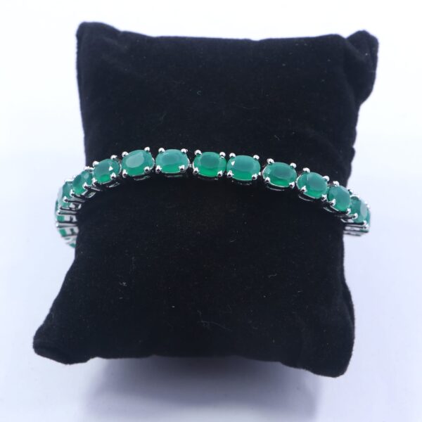 Natural Green Onyx 925 Sterling Silver Tennis Bracelet - Image 4