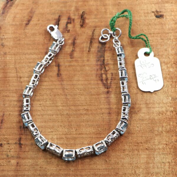 Natural Blue Topaz 925 Sterling Silver Tennis Bracelet - Image 4