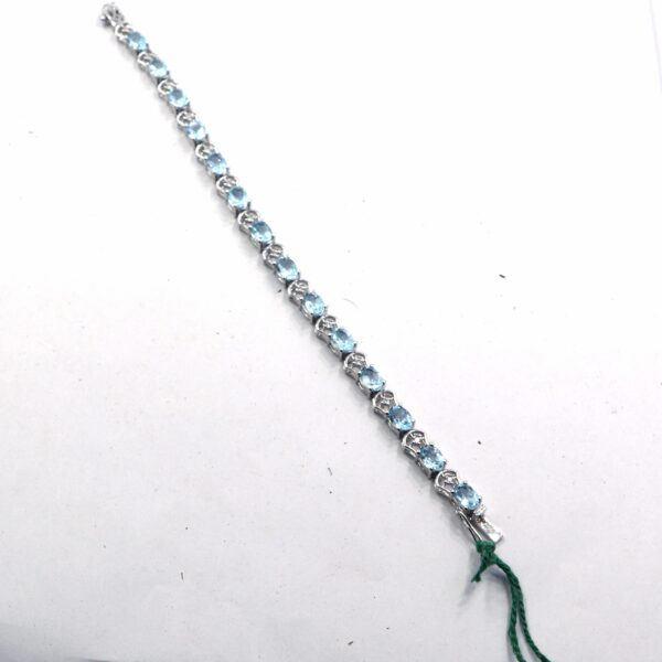 Natural Blue Topaz 925 Sterling Silver Tennis Bracelet