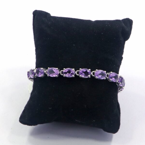 925 Sterling Silver Amethyst Bracelet - Birthstone Jewelry Gift - Image 2