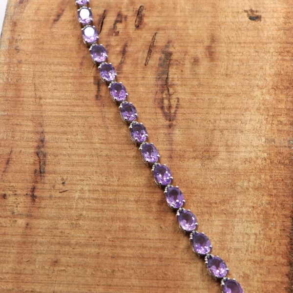 925 Sterling Silver Amethyst Bracelet - Birthstone Jewelry Gift - Image 3