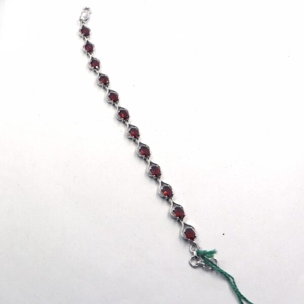 Natural Garnet 925 Sterling Silver Tennis Bracelet with Oval Gemstones