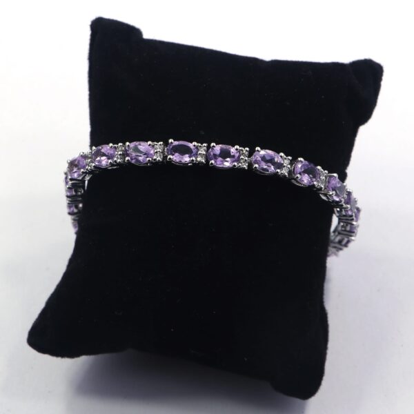 925 Sterling Silver Natural Amethyst Tennis Bracelet - Image 2