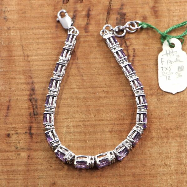 925 Sterling Silver Natural Amethyst Tennis Bracelet - Image 4