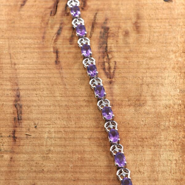 Natural Amethyst 925 Sterling Silver Tennis Bracelet - Gemstone Jewelry - Image 2