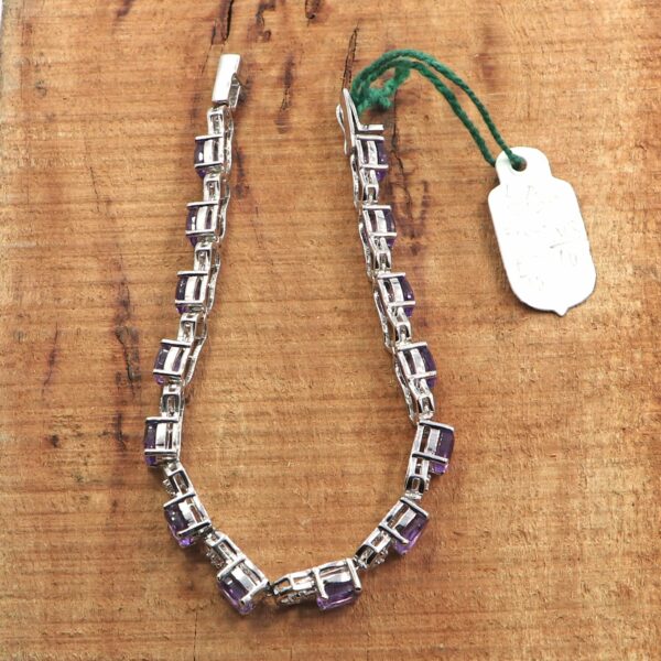 Natural Amethyst 925 Sterling Silver Tennis Bracelet - Gemstone Jewelry - Image 3