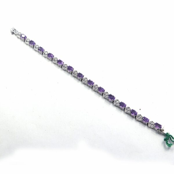 Natural Amethyst 925 Sterling Silver Tennis Bracelet - Gemstone Jewelry