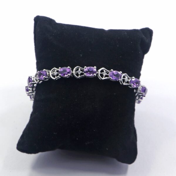 Natural Amethyst 925 Sterling Silver Tennis Bracelet - Gemstone Jewelry - Image 4