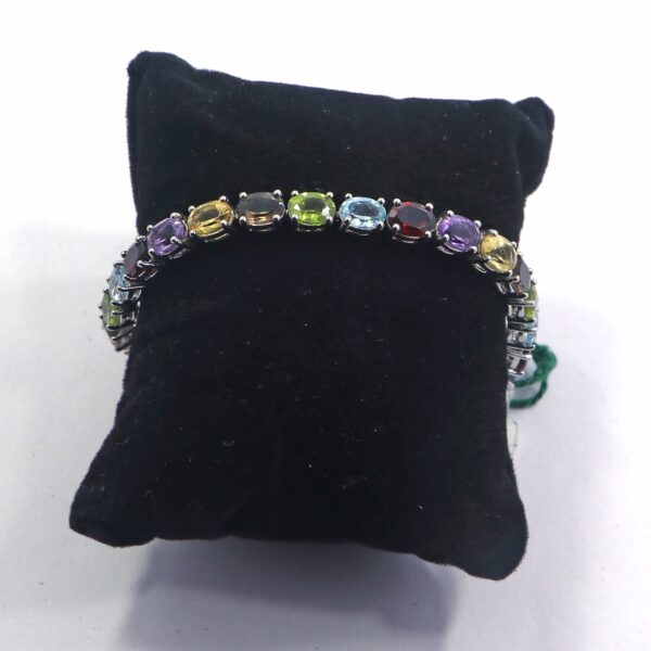 Natural Multi Gemstone 925 Sterling Silver Tennis Bracelet – Colorful Gemstone Jewelry - Image 2