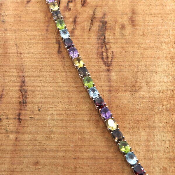 Natural Multi Gemstone 925 Sterling Silver Tennis Bracelet – Colorful Gemstone Jewelry - Image 3