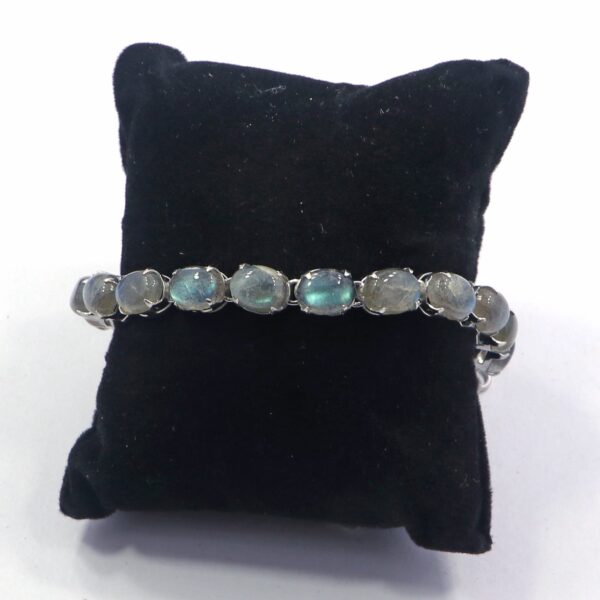 Natural Labradorite 925 Sterling Silver Tennis Bracelet - Handmade Jewelry - Image 2
