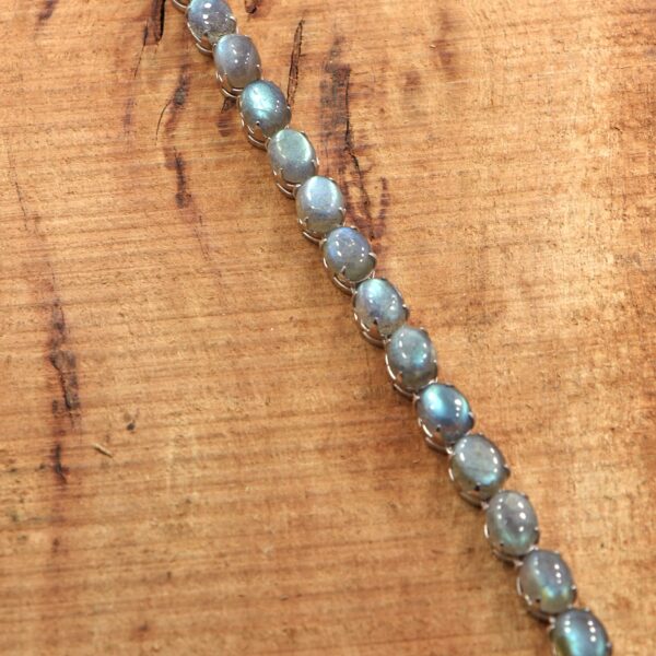 Natural Labradorite 925 Sterling Silver Tennis Bracelet - Handmade Jewelry - Image 3