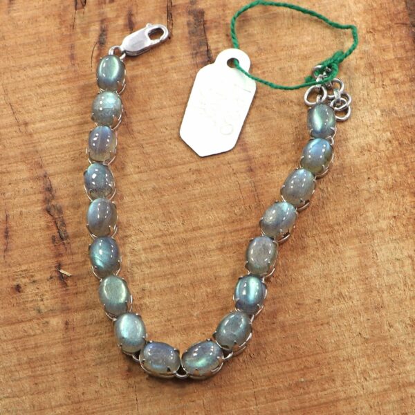 Natural Labradorite 925 Sterling Silver Tennis Bracelet - Handmade Jewelry - Image 4