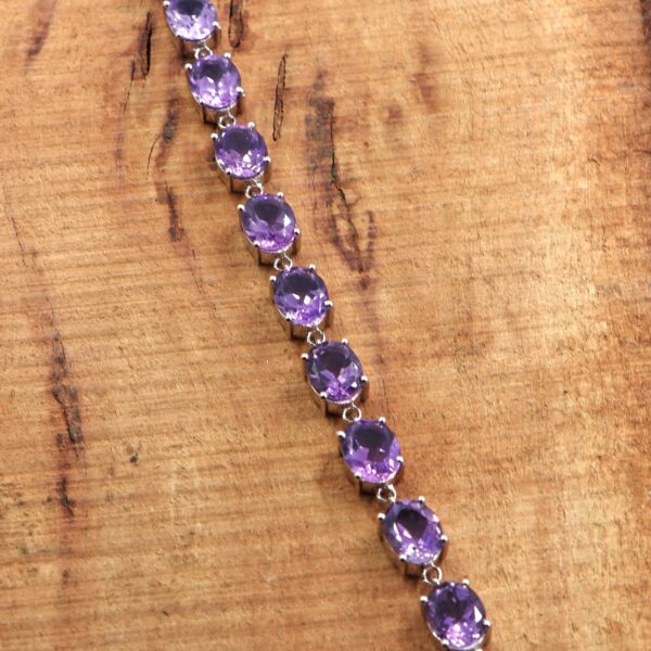 Natural Amethyst 925 Sterling Silver Tennis Bracelet – Gemstone Jewelry - Image 2