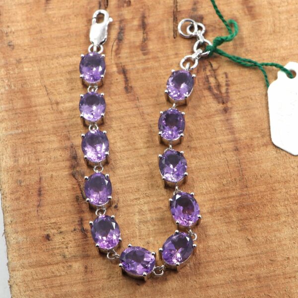 Natural Amethyst 925 Sterling Silver Tennis Bracelet – Gemstone Jewelry - Image 3