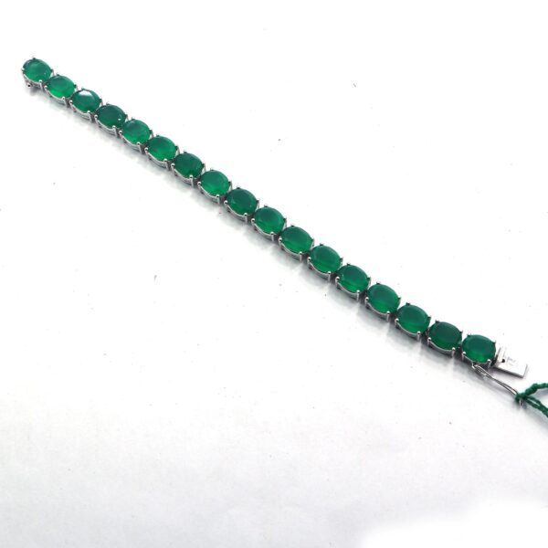 Natural Green Onyx 925 Sterling Silver Tennis Bracelet