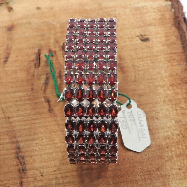 Garnet Multi Gemstone Bracelet in 925 Sterling Silver – Handmade Tennis Bracelet for Women - Image 4