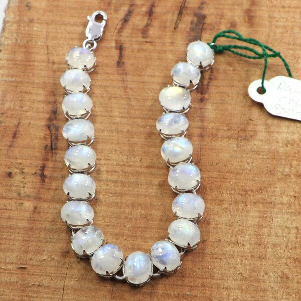 925 Sterling Silver Bracelet with Natural Moonstone - Image 3