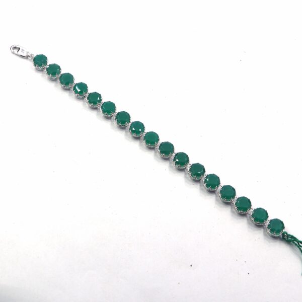 Green Onyx 925 Sterling Silver Tennis Bracelet