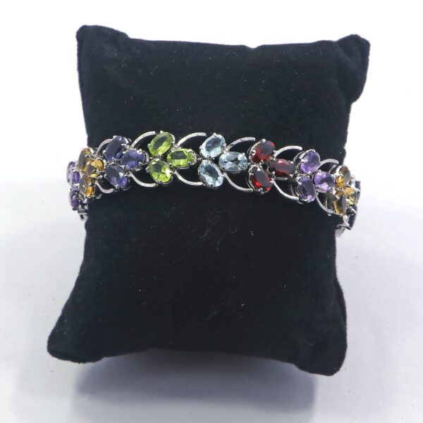Natural Multi-Cut Gemstone Tennis Bracelet |Silver Jewels World - Image 4