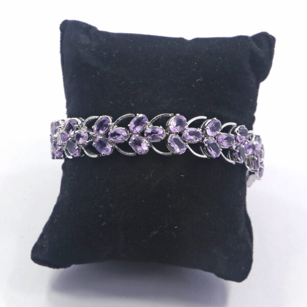 Natural Amethyst 925 Sterling Silver Tennis Bracelet - Image 2