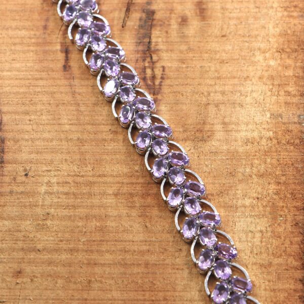 Natural Amethyst 925 Sterling Silver Tennis Bracelet - Image 3