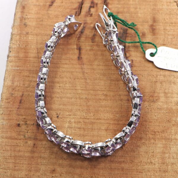 Natural Amethyst 925 Sterling Silver Tennis Bracelet - Image 4