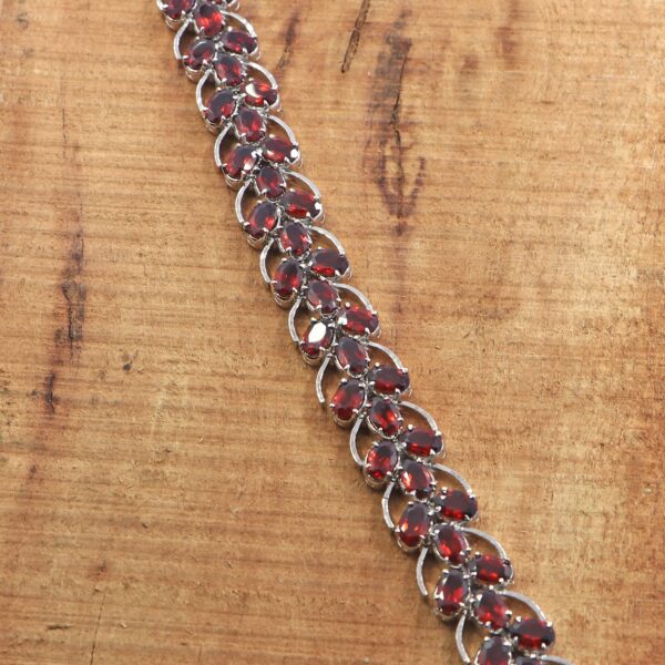 Natural Garnet 925 Sterling Silver Tennis Bracelet | Handmade Gemstone Jewelry - Image 2