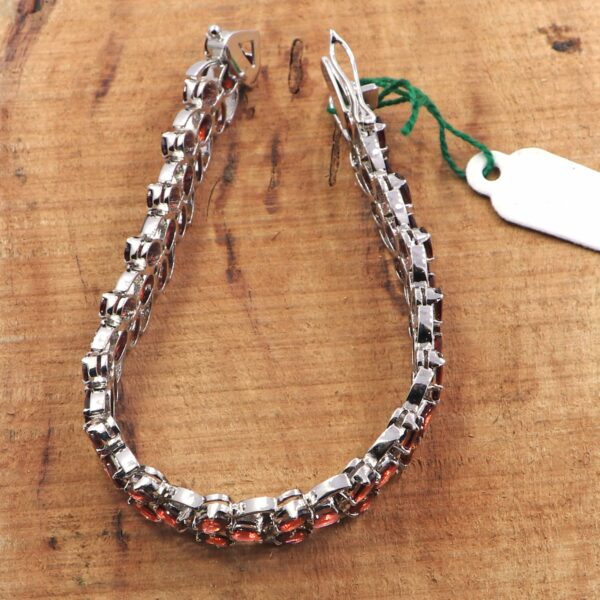 Natural Garnet 925 Sterling Silver Tennis Bracelet | Handmade Gemstone Jewelry - Image 3