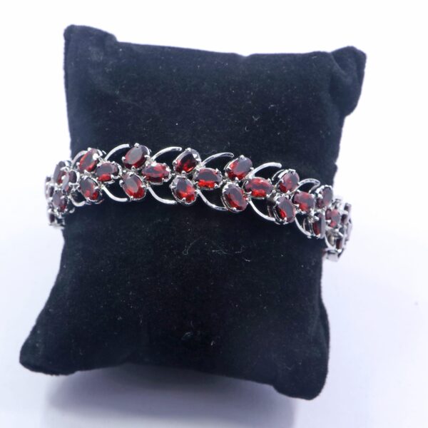 Natural Garnet 925 Sterling Silver Tennis Bracelet | Handmade Gemstone Jewelry - Image 4