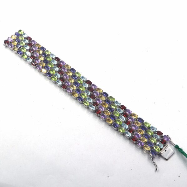 Natural Multi Gemstone Tennis Bracelet | Silver Jewels World