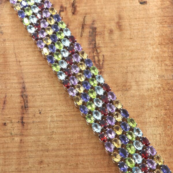 Natural Multi Gemstone Tennis Bracelet | Silver Jewels World - Image 3